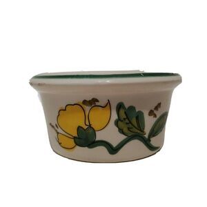 VTG 70s Teleflora Painted Yellow Flowers Floral Made In Italy Flower Planter 6"